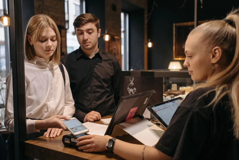 Card payment on a terminal in a shop