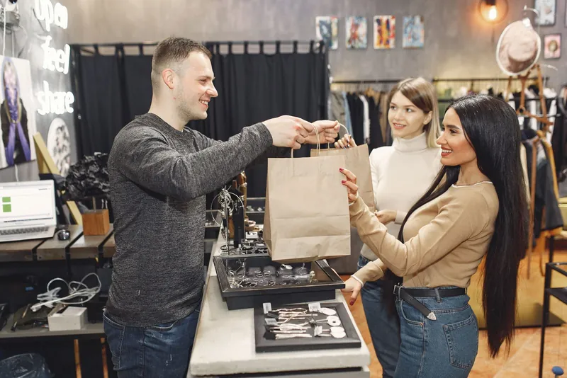 Handing an order to a customer
